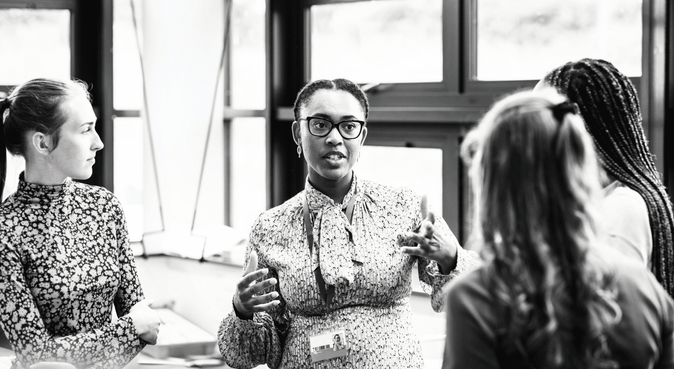A donor talking to nonprofit workers.