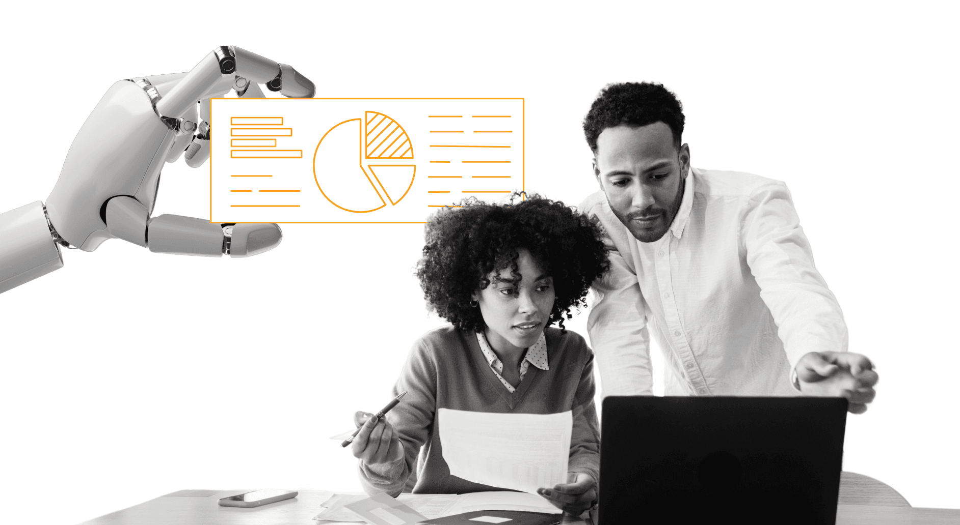 A nonprofit staff member getting help with the assistance of AI.