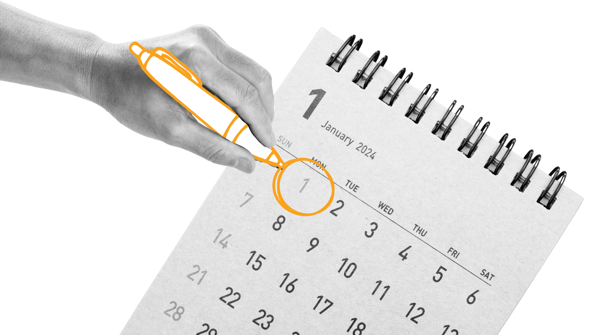 Someone marking a date on a calendar.