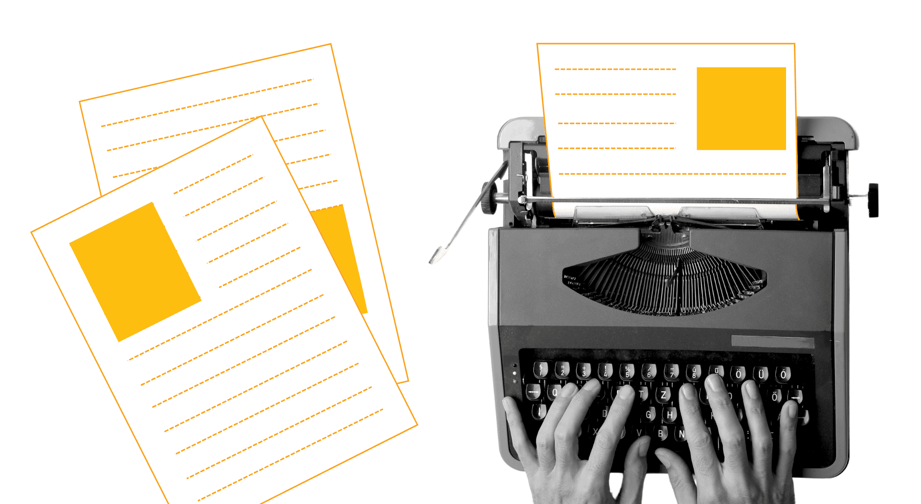 Someone writing articles on a typewriter.